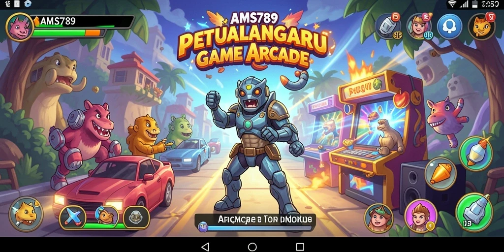 Tampilan antarmuka game Arcade yang menarik dan penuh warna.