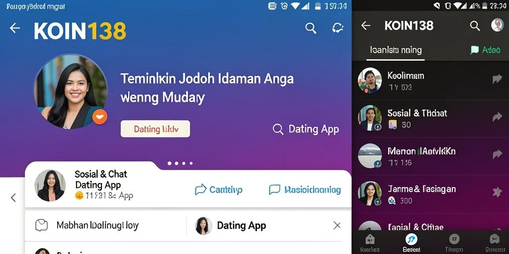 Tampilan antarmuka KOIN138 yang user-friendly untuk aplikasi Dating App.