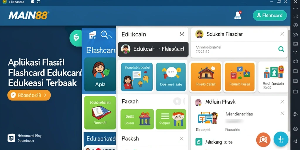 Tampilan antarmuka aplikasi MAIN88 dengan fungsi Flashcard yang menarik.