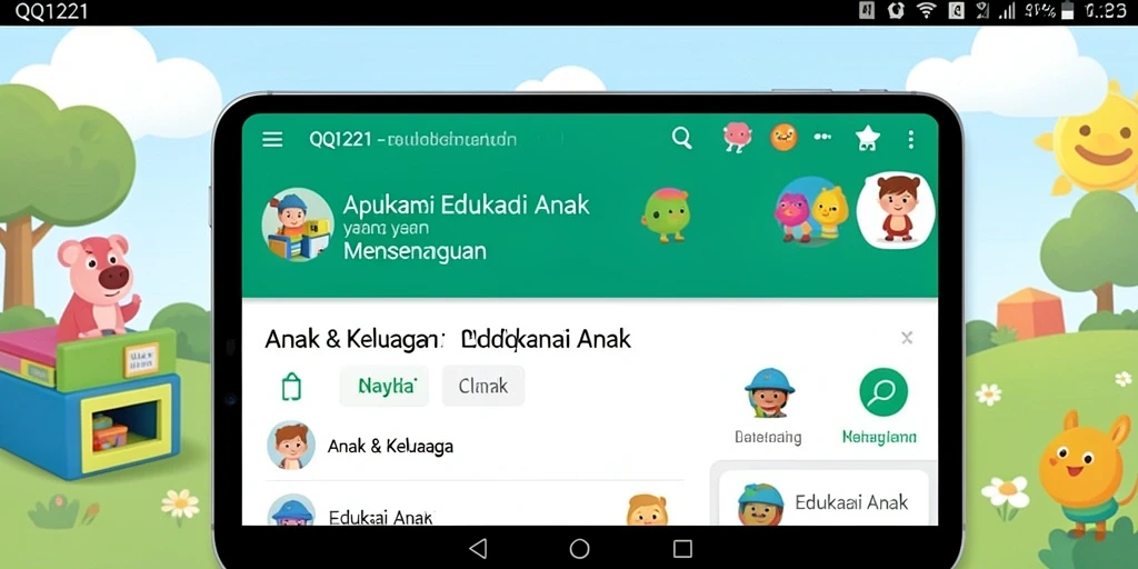 Antarmuka aplikasi QQ1221 yang menarik untuk belajar anak.