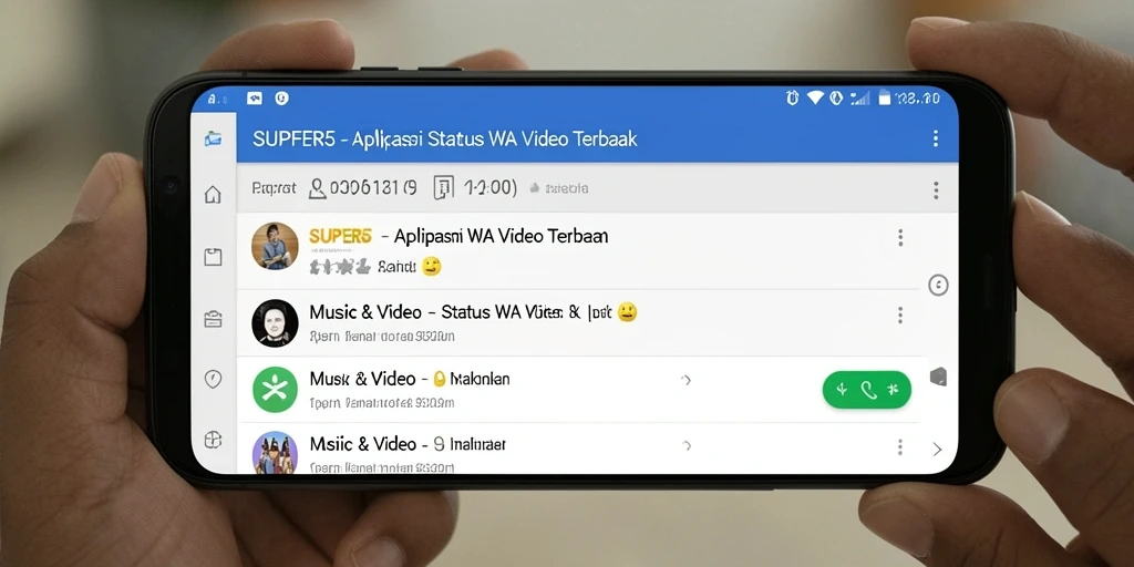 Tampilan antarmuka SUPER5 dengan koleksi Status WA Video.