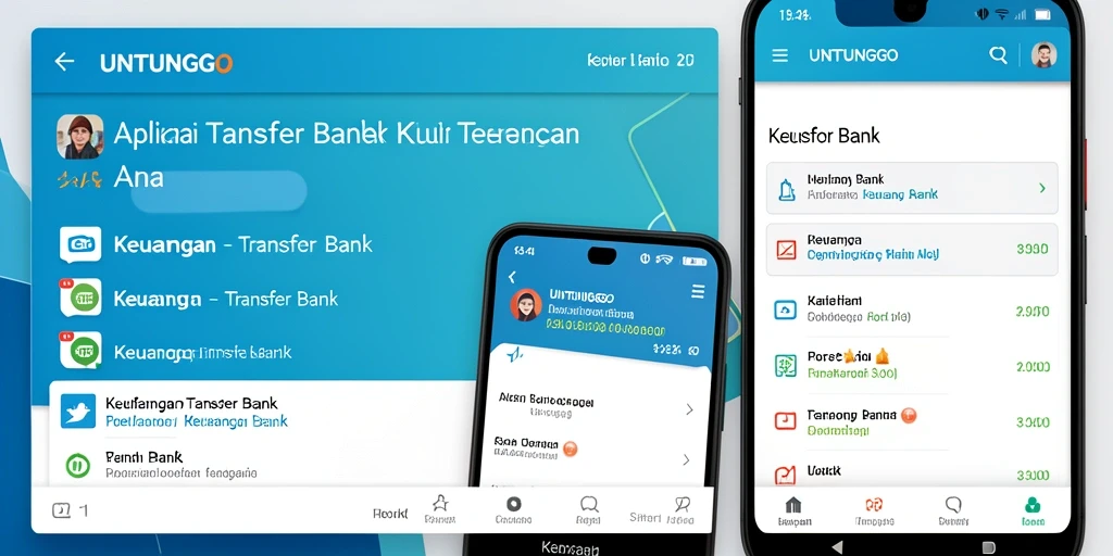 Tampilan antarmuka aplikasi UNTUNGGO untuk Transfer Bank yang user-friendly.